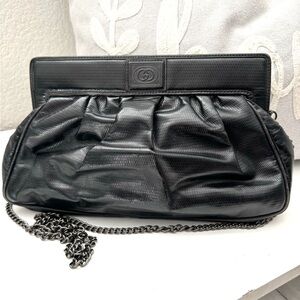 Rare Gucci Python leather embossed large clutch crossbody